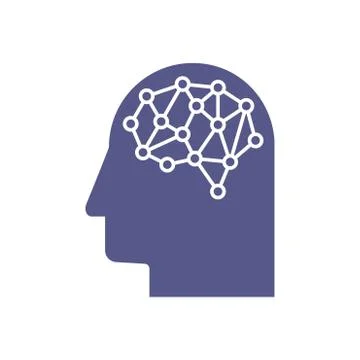 Artificial Intelligence. The image of human head outlines, inside of which there Stock Illustration