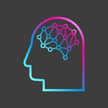 Artificial Intelligence. The image of human head outlines, inside of which th Stock Illustration