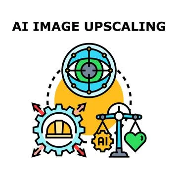 Artificial intelligence image upscaling vision concept vector Stock Illustration