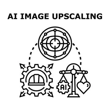 Artificial intelligence image upscaling vision concept vector Stock Illustration