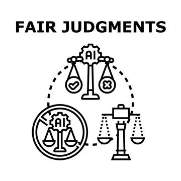 Artificial intelligence impartial evaluation and fair judgments concept Illustrazione stock