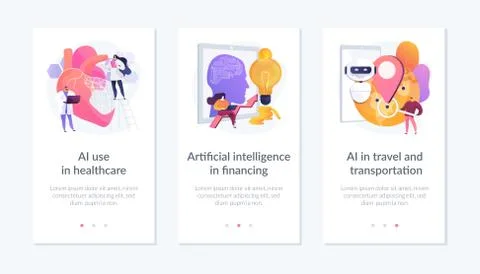 Artificial intelligence implementation app interface template. Stock Illustration
