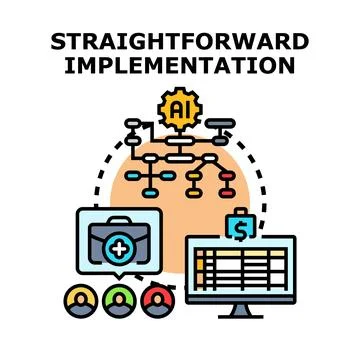 Artificial intelligence implementation process and business strategy Stock Illustration