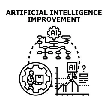 Artificial intelligence improvement enhancing machine learning process 스톡 일러스트