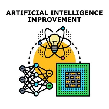 Artificial intelligence improving brain power and processing speed 库存插图