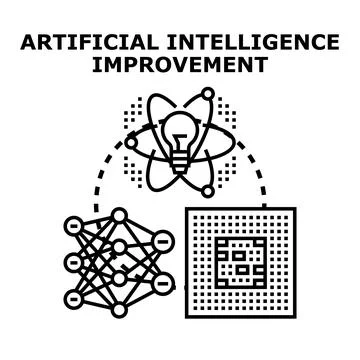 Artificial intelligence improving brain power and processing speed Stock Illustration
