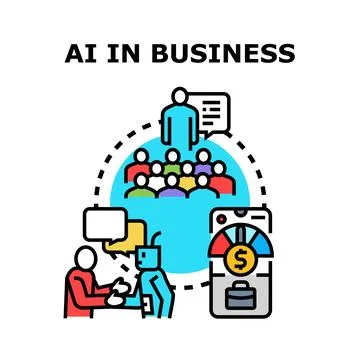 Artificial intelligence improving business development and workflow managemen Illustrazione stock