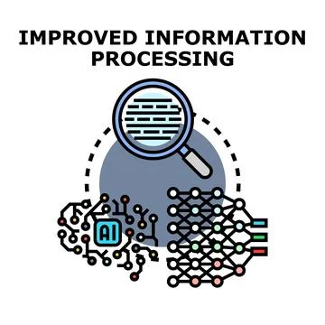 Artificial intelligence improving data processing concept Stock Illustration