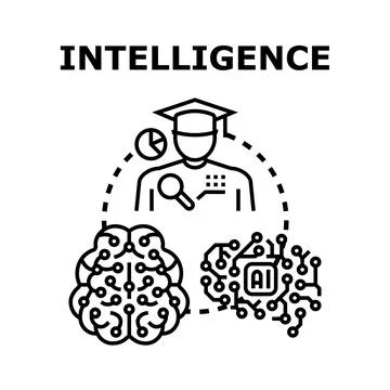 Artificial intelligence improving human thought and learning process Stock Illustration