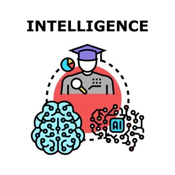 Artificial intelligence improving human thought and learning process Stock Illustration