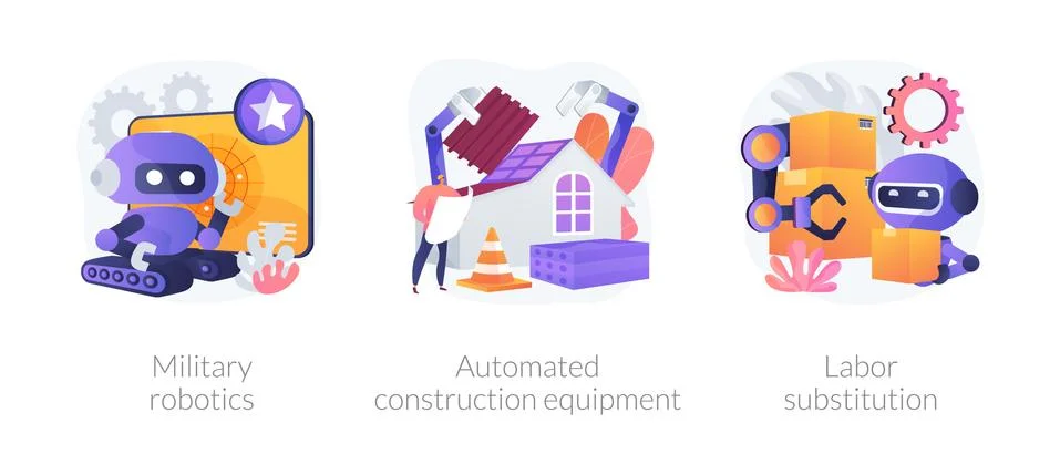 Artificial intelligence in industry abstract concept vector illustrations. Stock Illustration