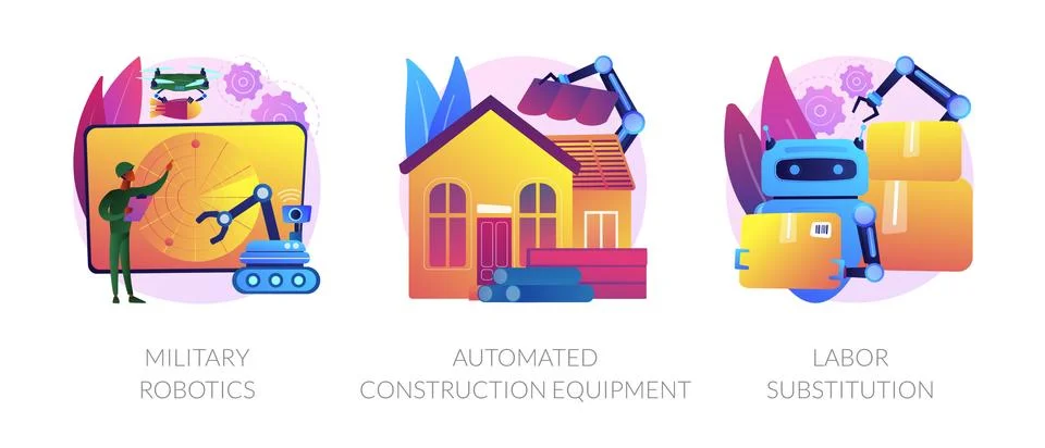 Artificial intelligence in industry abstract concept vector illustrations. Stock Illustration