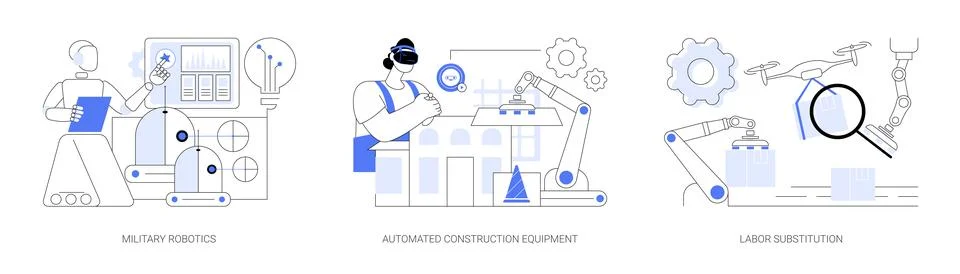 Artificial intelligence in industry abstract concept vector illustrations. Ilustración de archivo