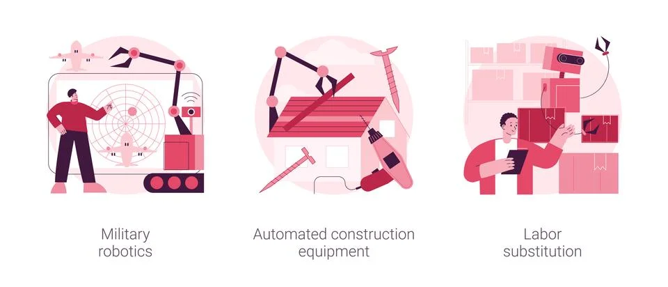 Artificial intelligence in industry abstract concept vector illustrations. Ilustración de archivo