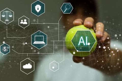 Artificial Intelligence Industry. Integration Computing Concept. Man presses 스톡 사진