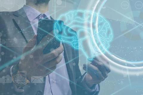 Artificial intelligence industry integration iot industrial business web Stock Photos