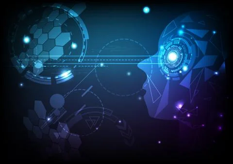 Artificial intelligence, information digital technology cyberspace geometry Stock Illustration