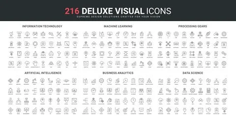 Artificial intelligence, information technology for analytics, science line icon Illustrazione stock