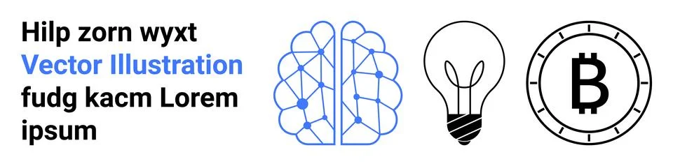 Artificial intelligence, innovation, cryptocurrency, digital economy, blockch Stock Illustration
