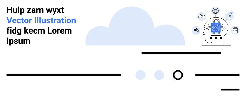 Artificial Intelligence Integration in Cloud Computing with Data Connectivi.. Stock Illustration