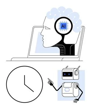 Artificial Intelligence Integration Merging Human and Machine Insights with.. Stockillustratie