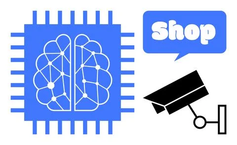 Artificial Intelligence Integration in Retail Surveillance and Shopping Syste 库存插图