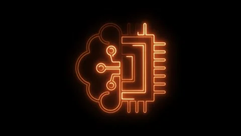 Artificial intelligence integration technology with cloud computing neon gl.. Stock Footage 308178041