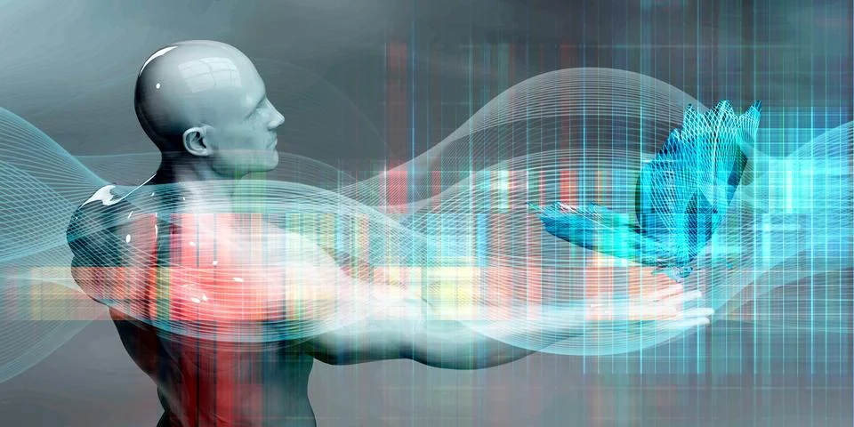 Artificial Intelligence Interface Human Technology Interaction System Illustrazione stock