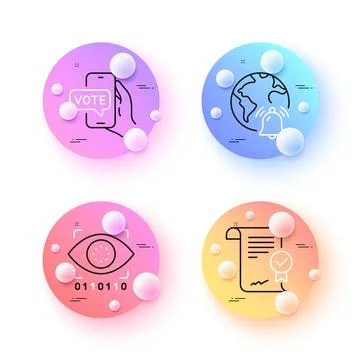 Artificial intelligence, Internet notification and Online voting minimal line Illustrazione stock