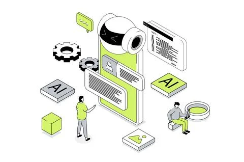 Artificial Intelligence Isometric Concept Illustrazione stock