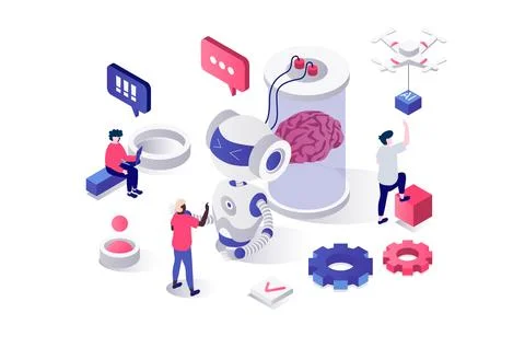 Artificial Intelligence Isometric Concept Stock Illustration