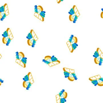 Artificial intelligence isometric icon seamless pattern Illustrazione stock