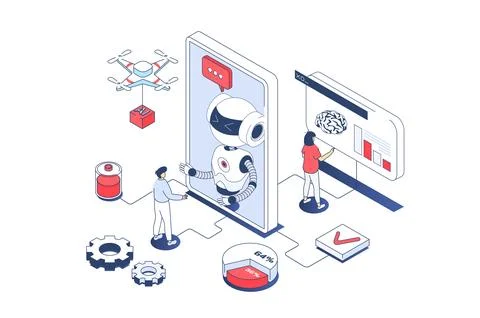 Artificial Intelligence Isometric Illustration Stock Illustration