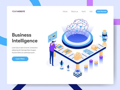 Artificial Intelligence Isometric Illustration for website page 스톡 일러스트