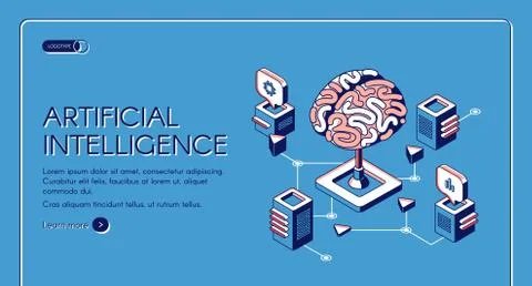 Artificial intelligence isometric landing page Stock Illustration