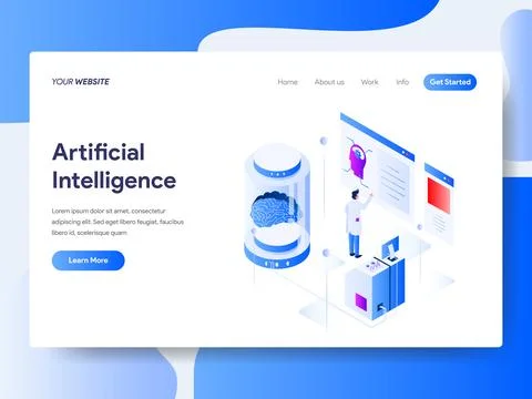 Artificial Intelligence Isometric  for Website Page 스톡 일러스트