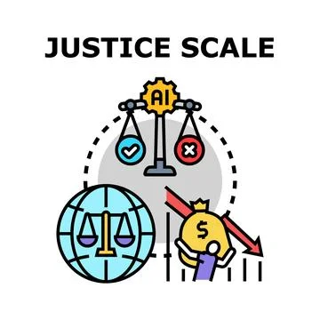 Artificial intelligence justice scale weighing decisions and outcomes Illustration
