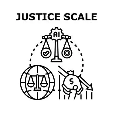 Artificial intelligence justice scale weighing decisions and outcomes Stock Illustration