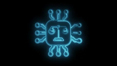 Artificial intelligence justice system animated concept with balance scales.. Video stock 312331329