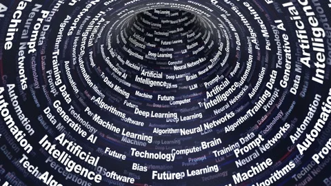 ARTIFICIAL INTELLIGENCE Keywords Animation on Tunnel Walls, Background, Loop 스톡 동영상 326908736