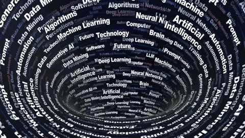 ARTIFICIAL INTELLIGENCE Keywords Animation on Tunnel Walls, Background, Loop Vídeos de archivo 330974253