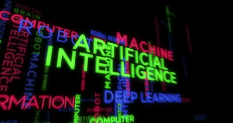 Artificial intelligence kinetic text abstract concept loop Stock Footage 252131146