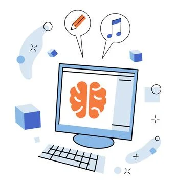 Artificial intelligence. The knowledge ecosystem thrives in fertile soil machine Stock Illustration