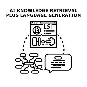 Artificial intelligence knowledge retrieval and language generation process イラスト素材