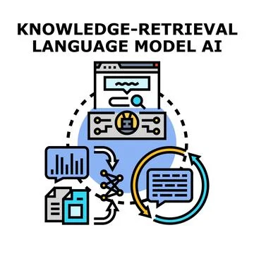 Artificial intelligence knowledge retrieval language modeling process Stock Illustration