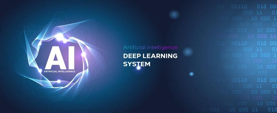Artificial Intelligence landing page. Website template for ai machine deep Illustrazione stock