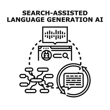 Artificial intelligence language generation process concept Stock Illustration
