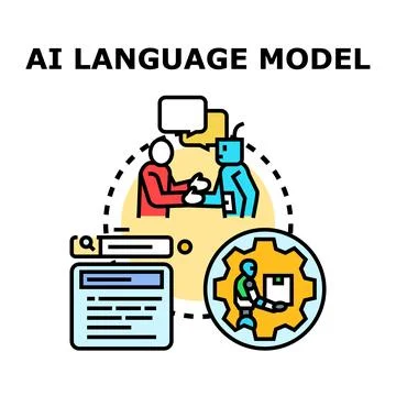 Artificial intelligence language model concept vector illustration Illustrazione stock
