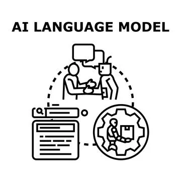 Artificial intelligence language model concept vector illustration Stockillustratie
