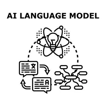 Artificial intelligence language model processing and generating content Stock Illustration